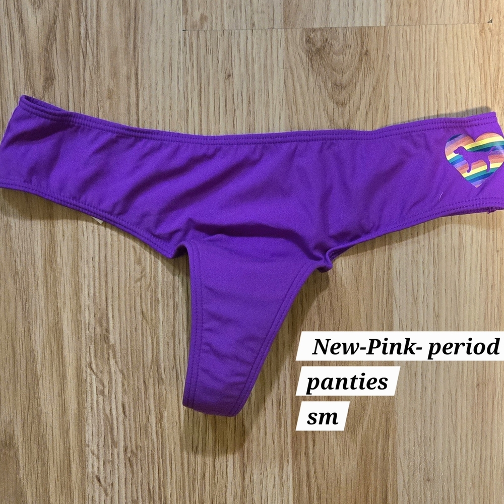 PINK Victoria's Secret Purple Kids' Period Panties with Rainbow Heart